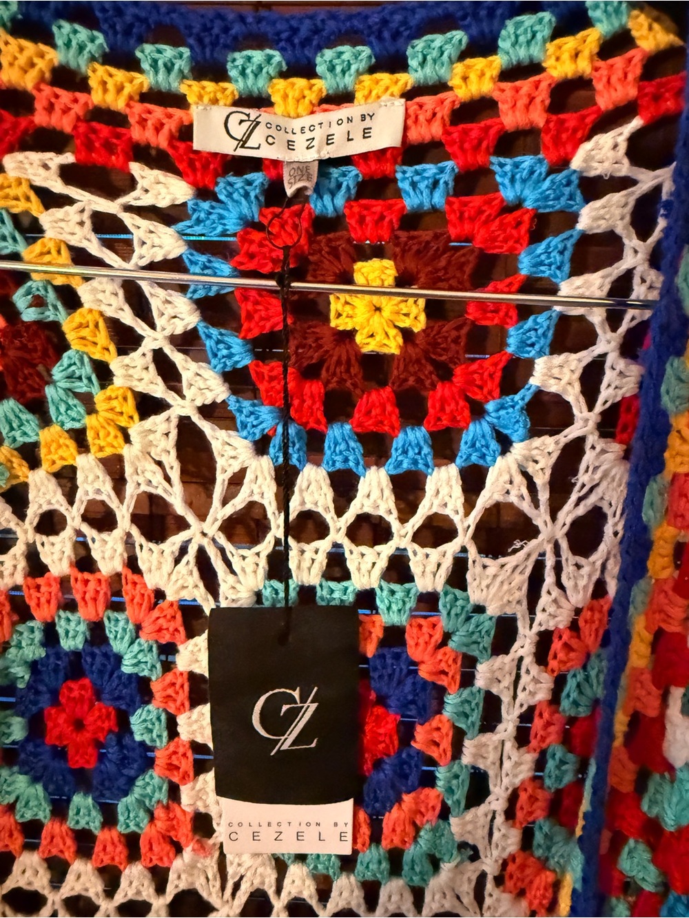 CeZele Multicolor Crochet Long Cardigan - granny square, beautiful piece! OS NWT - Picture 3 of 7